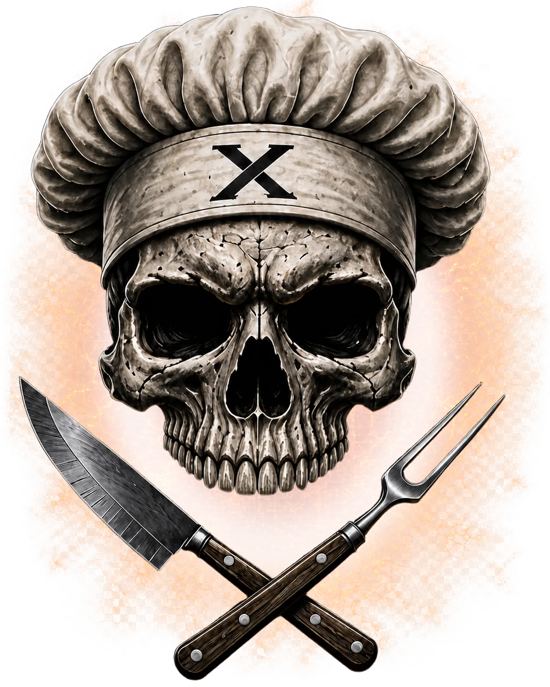 OnlyPans chef skull with crossed kitchen tools
