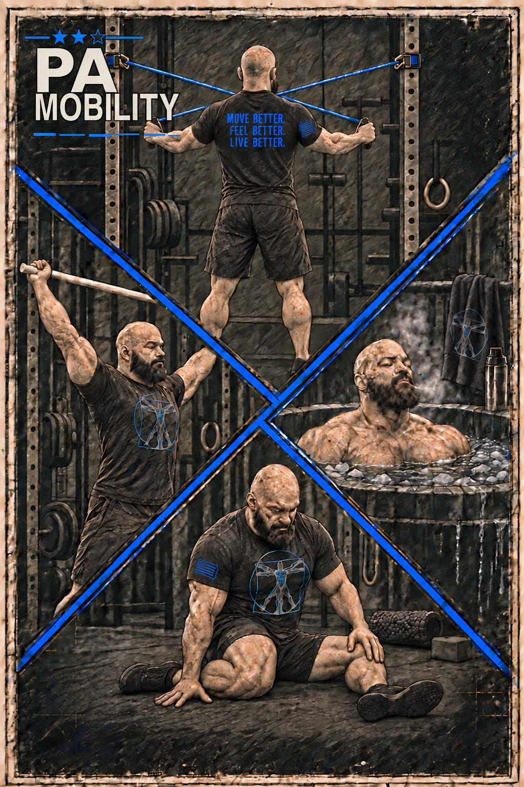 Four-scene PA Mobility movement illustration