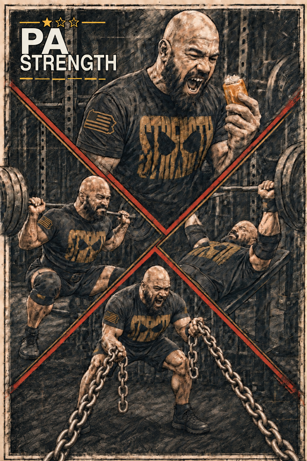 Four-scene PA Strength training illustration