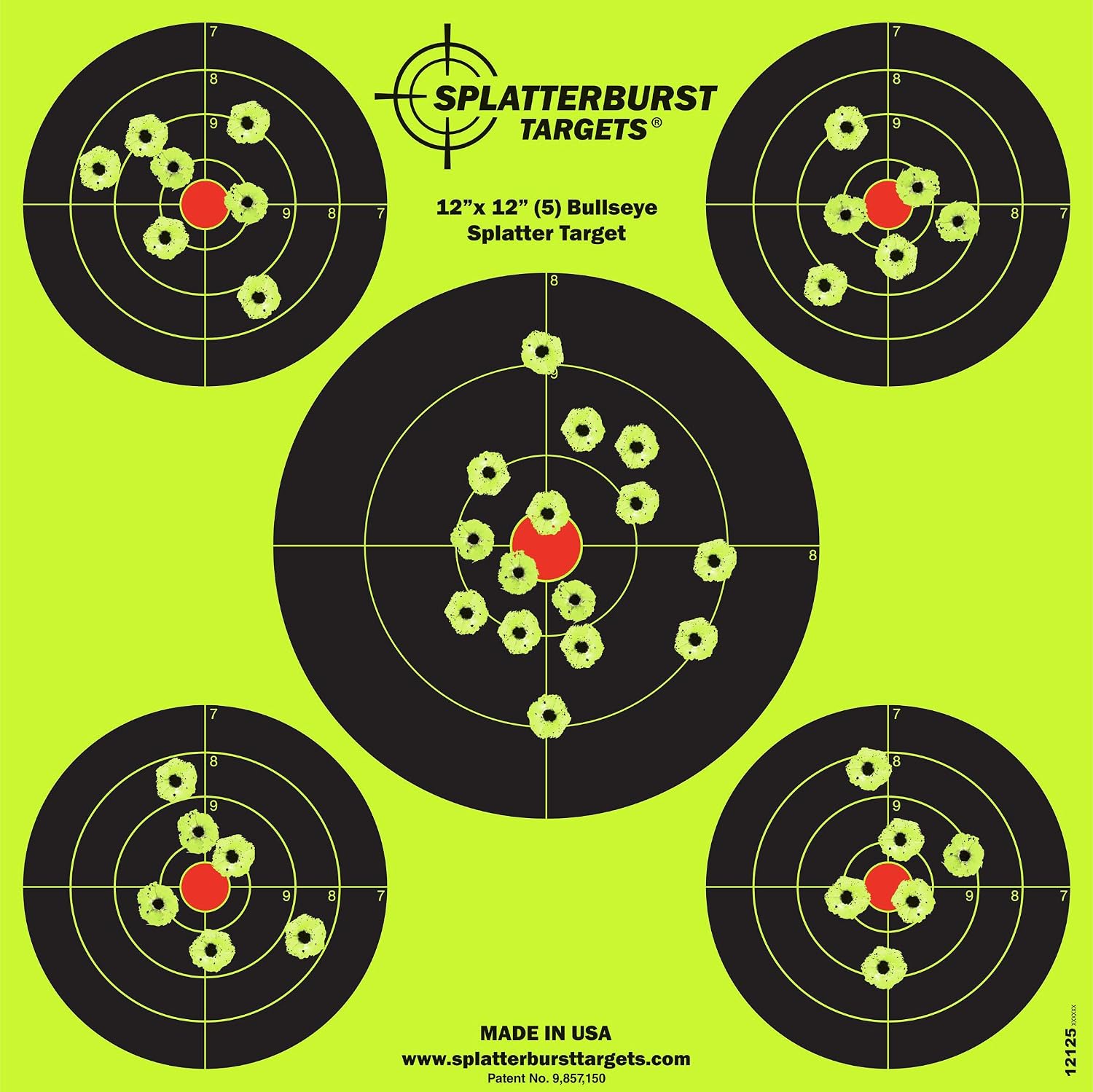 Splatterburst 12 x 12 Five-Bullseye Targets, 50-Pack product photograph