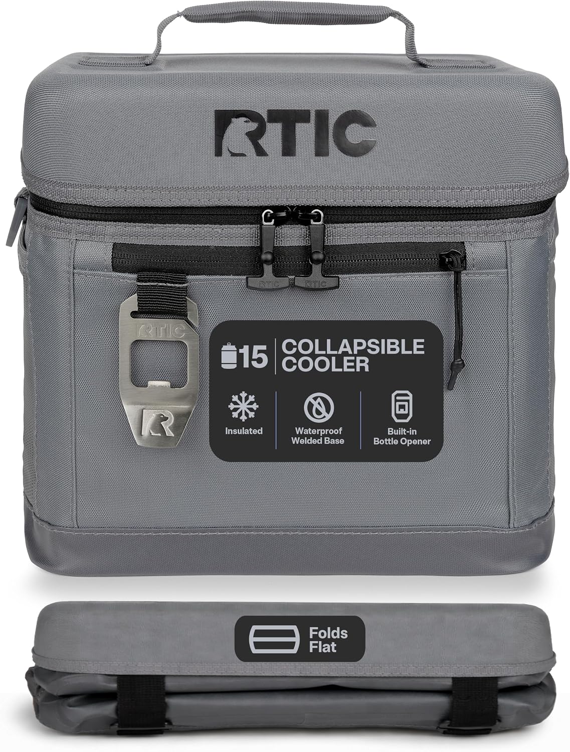 RTIC 15 Can Everyday Cooler, soft-sided collapsible, smoke