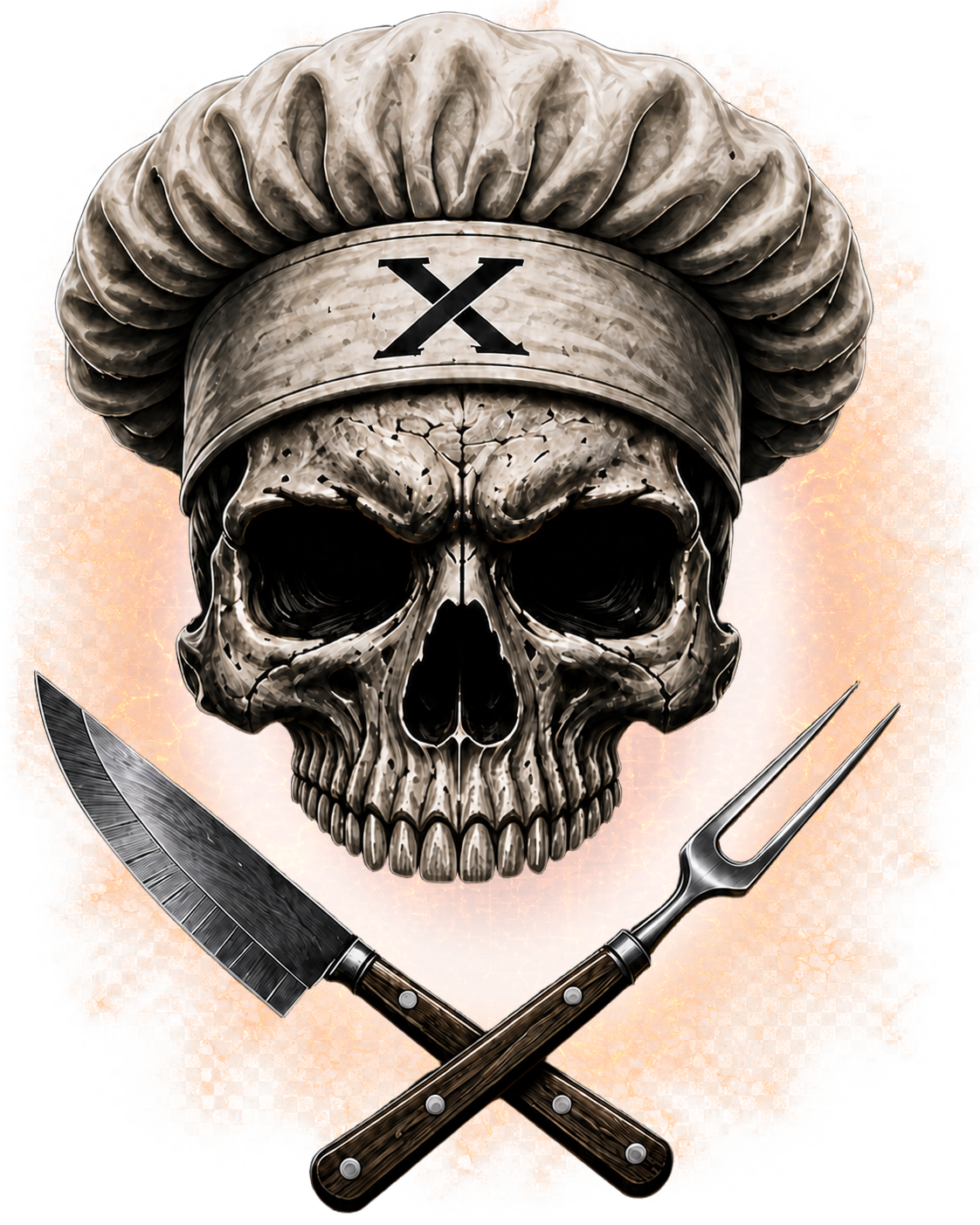 OnlyPans chef skull with crossed kitchen tools
